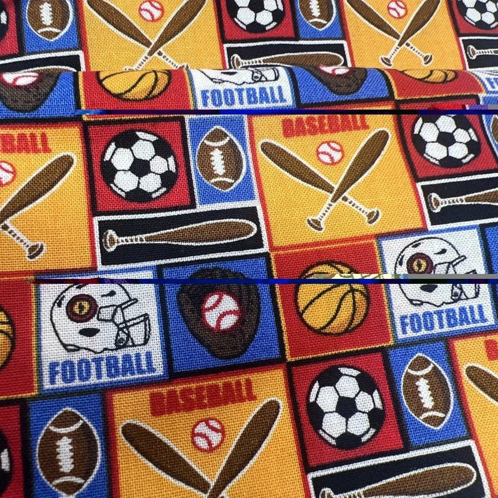 Lot Of 3 Emma & Mila Sports Blocks-Colorful 100% Cotton Woven Fabric-3 Yards New